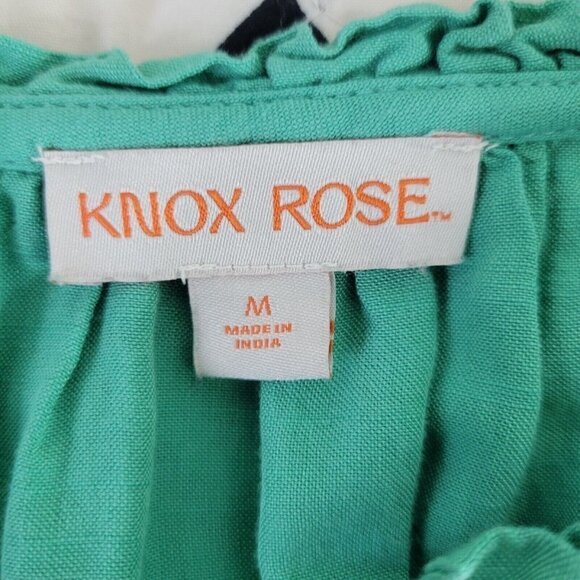 Knox Rose Women Medium Pullover Dress Tie Waist Ruffle Bottom Green Spring - Picture 9 of 10